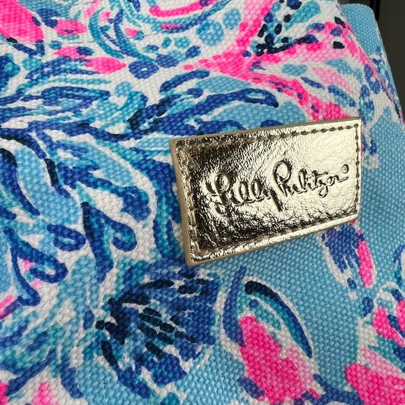 Lilly Pulitzer GWP canvas and wicker tote bag NWT - Picture 5 of 12